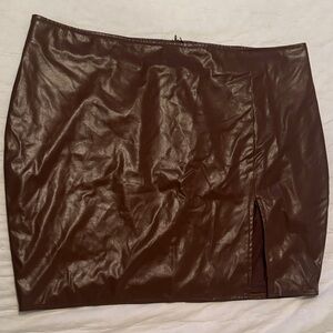 🟤 Fashion Nova Faux Leather Mini Skirt - Size 2XL